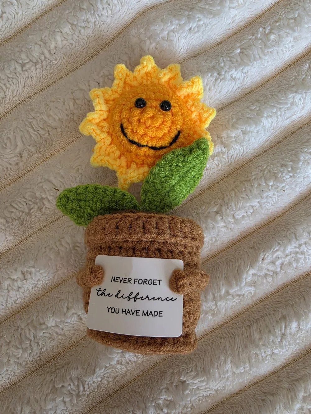NEW Handmade Crochet Emotional Support Sunflower Yellow Green Potted Plant Sz 6